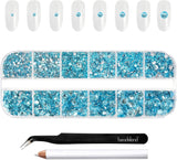 Beadsland 2500 ks Glas Nailart Strasssteine ​​​​Kristall Flatback Edelsteine ​​Runde, ​​Für Handwerk Gemischt 8 Größen SS4 ~ SS30 Mit Picking Pinzette Und Stift (Kristall Weiss)