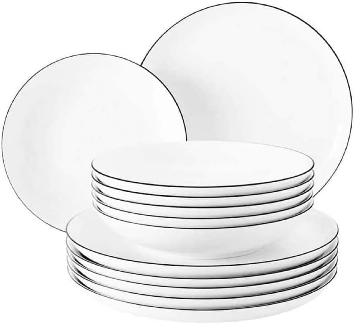 Seltmann Weiden - Lido Black Line - 36dílná sada nádobí - porcelán (včetně 6 hrnků na kávu)