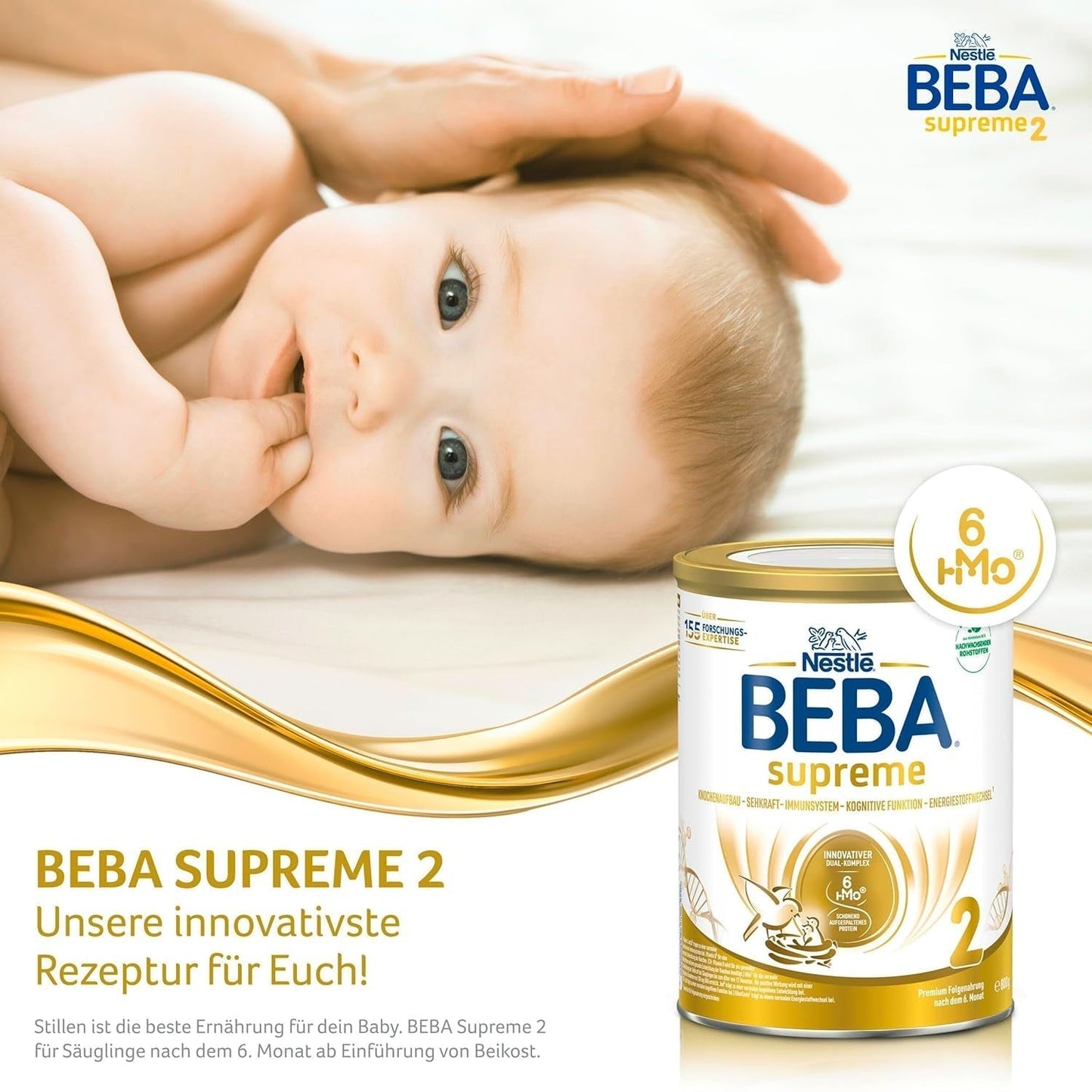 BEBA SUPREME 2 Pokračovací mléko po 6 měsících, pouze laktóza, bez palmového oleje, balení 6 ks (6 x 800 g) Naty Shop