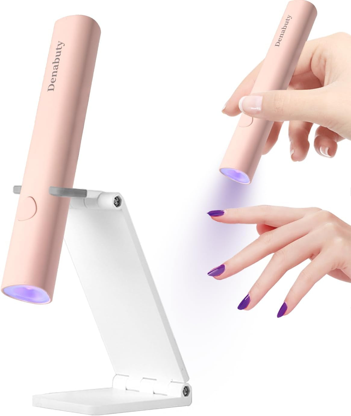 Denabuty UV lampa na gelové nehty, Mini U V LED lampa na výměnu nehtů se stojánkem Tragbare Malá UV lampa na nehty na gelové nehty, pro Aushärten Von Nagelkleber & Nail Tips bílá