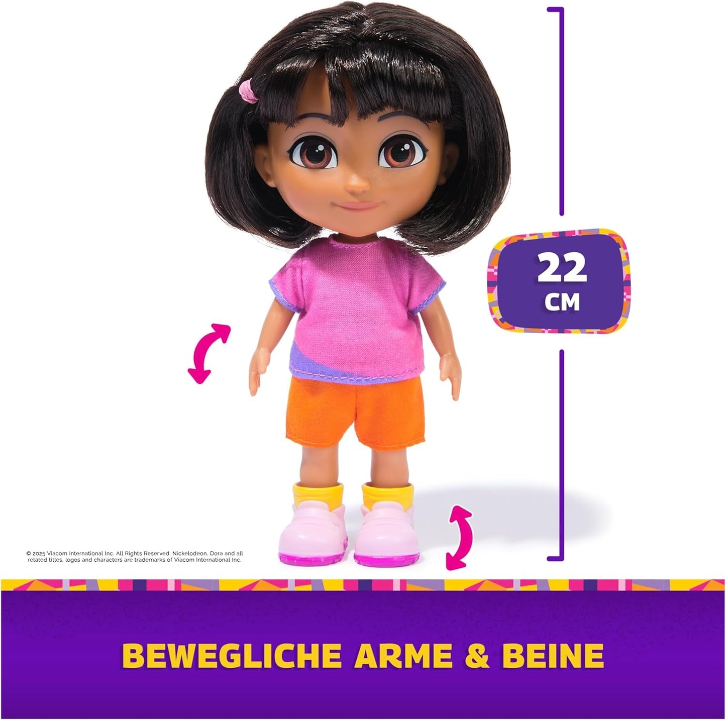 DORA - Best Friend Panenka - velikost 22 cm, s česanými vlásky, brašnou a opičími botami, známá z oblíbeného televizního seriálu, pro děti od 3 let