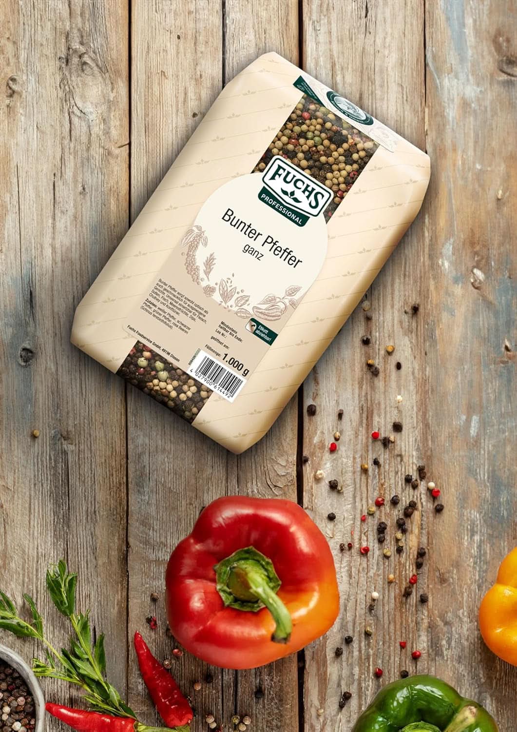 Fuchsův barevný pepř celý, 1 kg Condimente Naty Shop