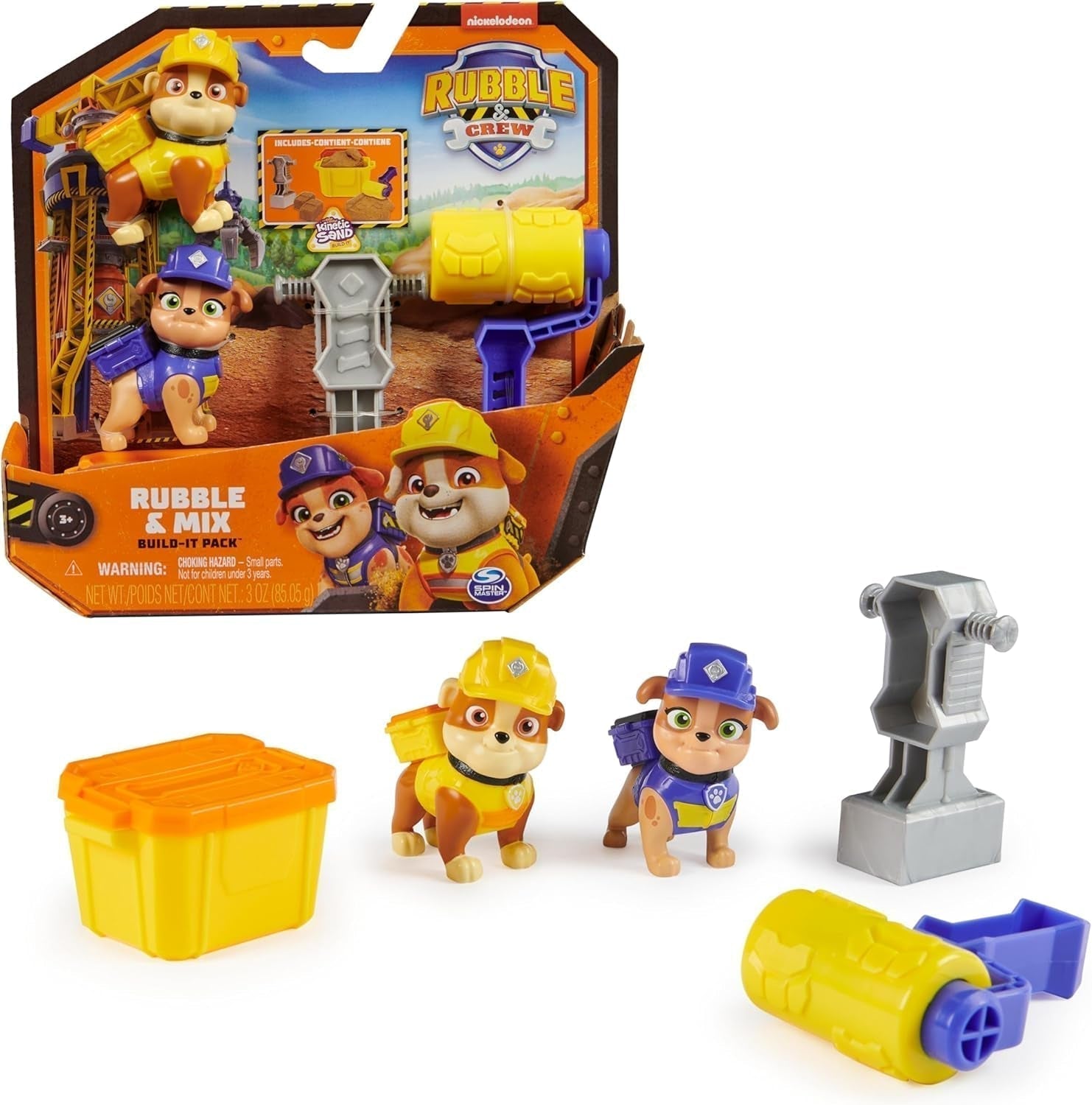Rubble & Crew - Sada akčních figurek Rubble & Mix, 2 stavebnice a 85G kinetický stavební písek, hračka vhodná pro 3 roky a více Akční figurky Naty Shop Rubble Mix