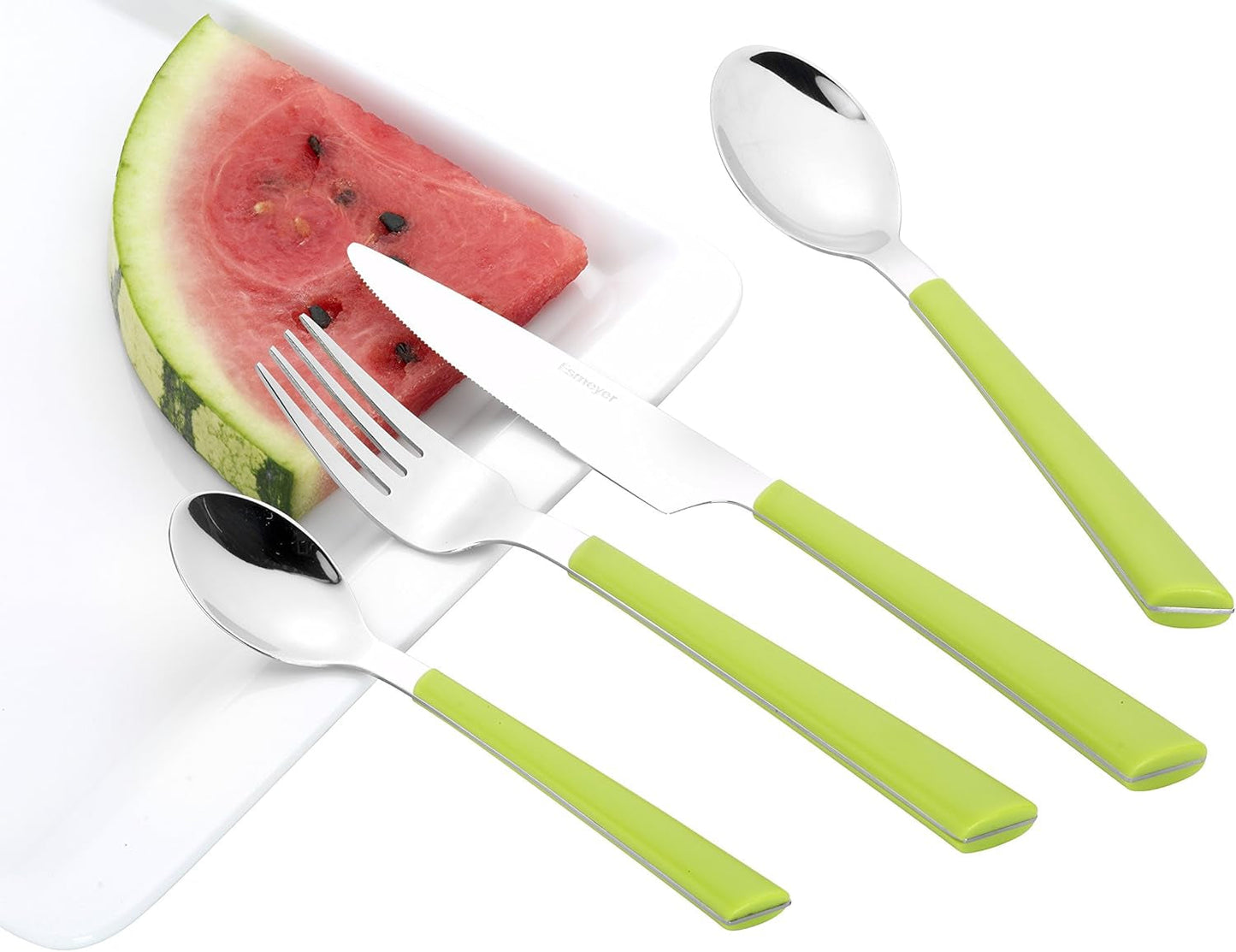 JANE příbory, leštěná nerez 18/0, zelené plastové rukojeti, 24 kusů Kitchen Naty Shop