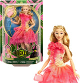 Módní panenka Mattel Wicked Glinda a doplňky s blond vlasy, různými možnými pozicemi a odepínatelnými plesovými šaty, HXT63