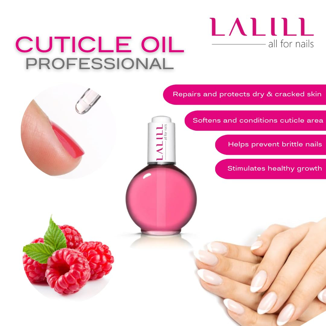 LALILL Olej na nehtovou kůžičku 75 ml - Himbeere Nagelpflegeöl - Nagelöl Pflege Für Nägel Nagelhaut - SPA Maniküre Naildesign Hände - Vegan - S pipetou
