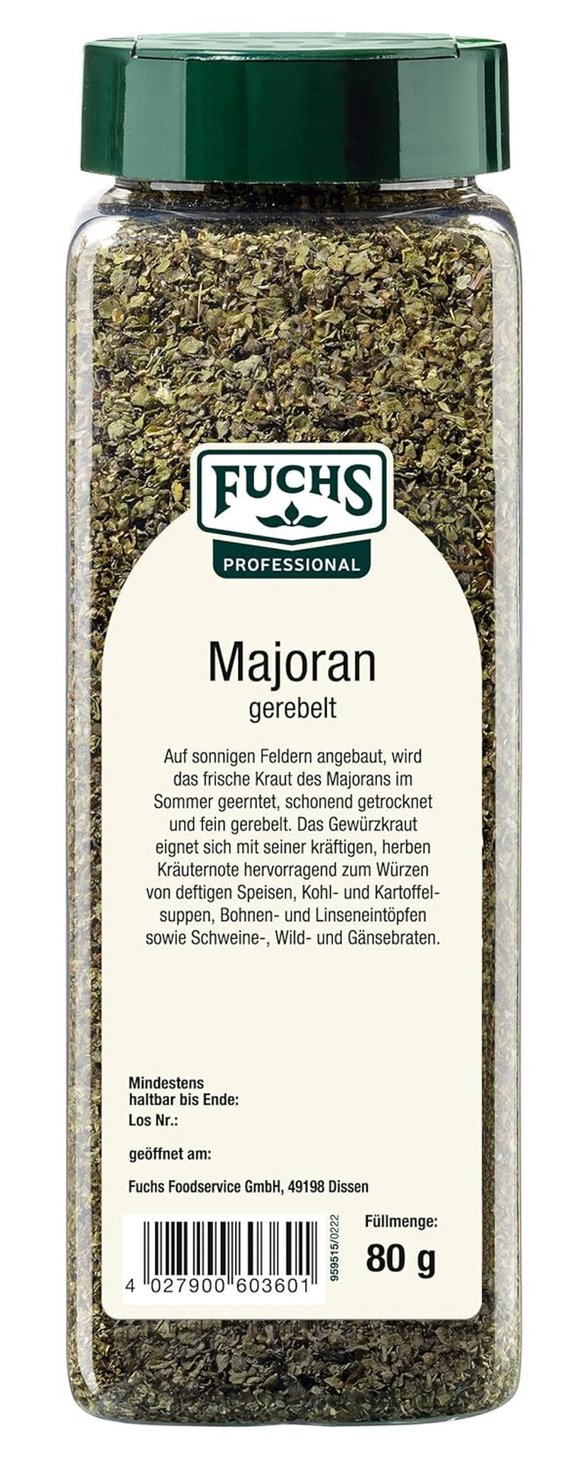 - Majoránka gerebelt | Mit praktischem Streuaufsatz | Zum Verfeinern von Bohnen- und Linseneintöpfen | 80 g ve velkém množství