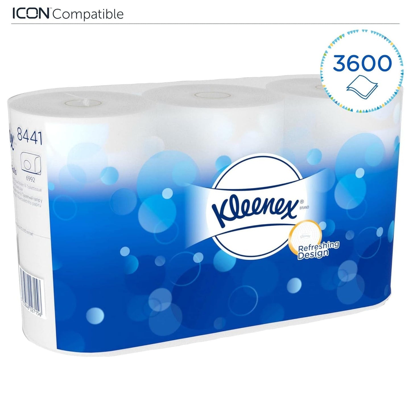 Kleenex Standardní role 8441 toaletní papír – 2vrstvý toaletní papír – 6 balení po 6 rolích x 600 listů, bílá (36 rolí/21 600 listů celkem)