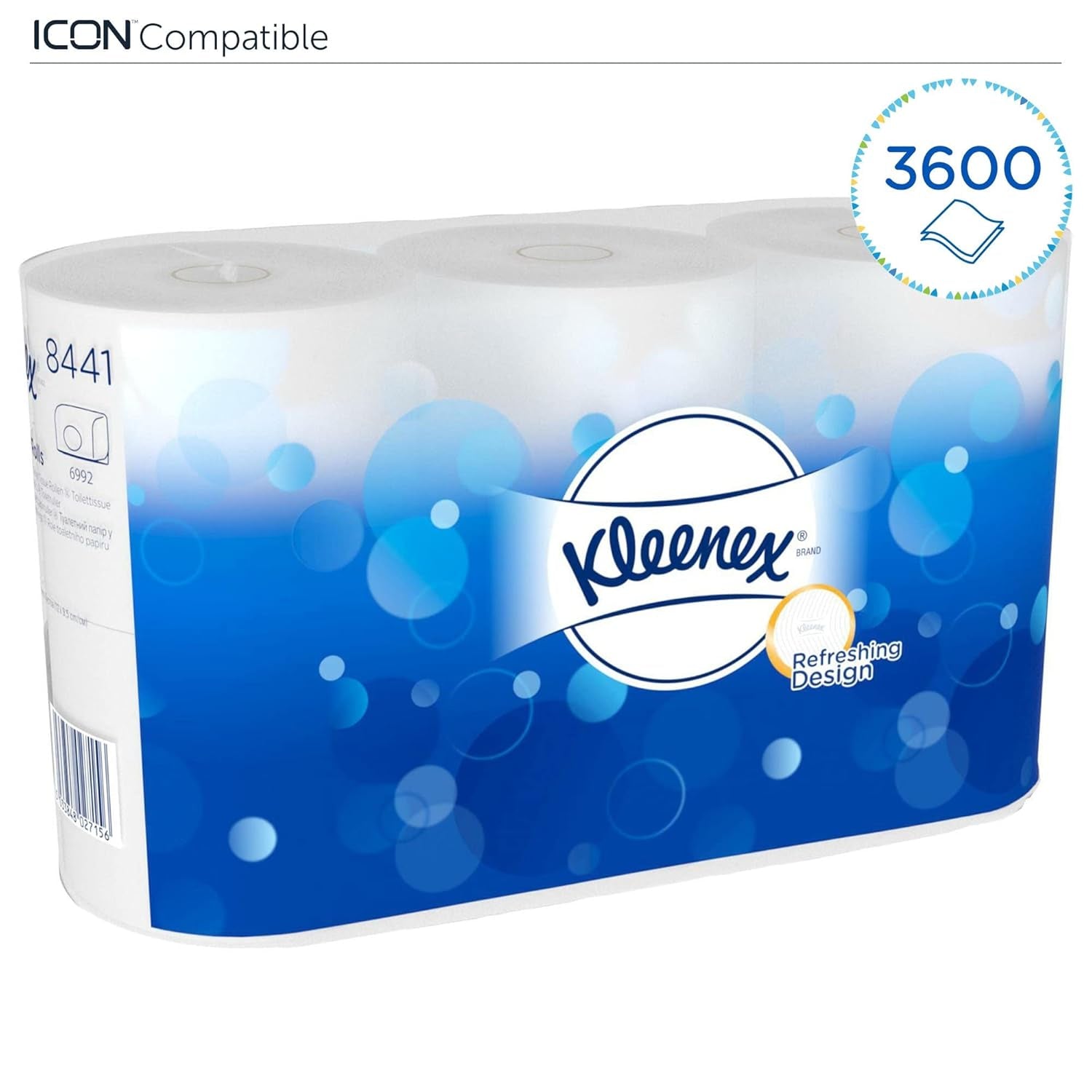 Kleenex Standardní role 8441 toaletní papír – 2vrstvý toaletní papír – 6 balení po 6 rolích x 600 listů, bílá (36 rolí/21 600 listů celkem)