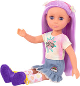 Glitter Girls - Luma - 36cm Kloubová panenka - Jedinečné fialové vlasy a fialové oči - Prodlužování vlasů, mašle, sponky a barevný outfit - 3 roky +