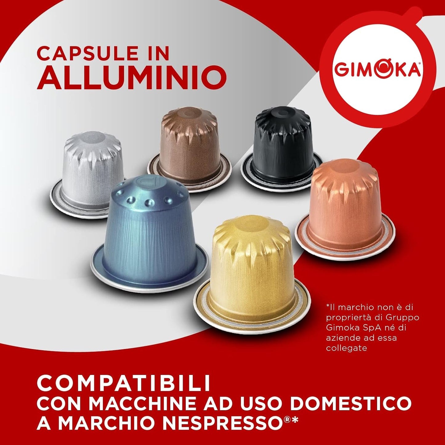 Gimoka Kaffeekapseln Espresso Ristretto, Intensität 11/13-100 Kapsel aus Aluminium - Kompatibilní s Nespresso* Haushalts-Espressomaschinen - 100 Stück (10 x 10 Getränke) - Hergestellt v Itálii