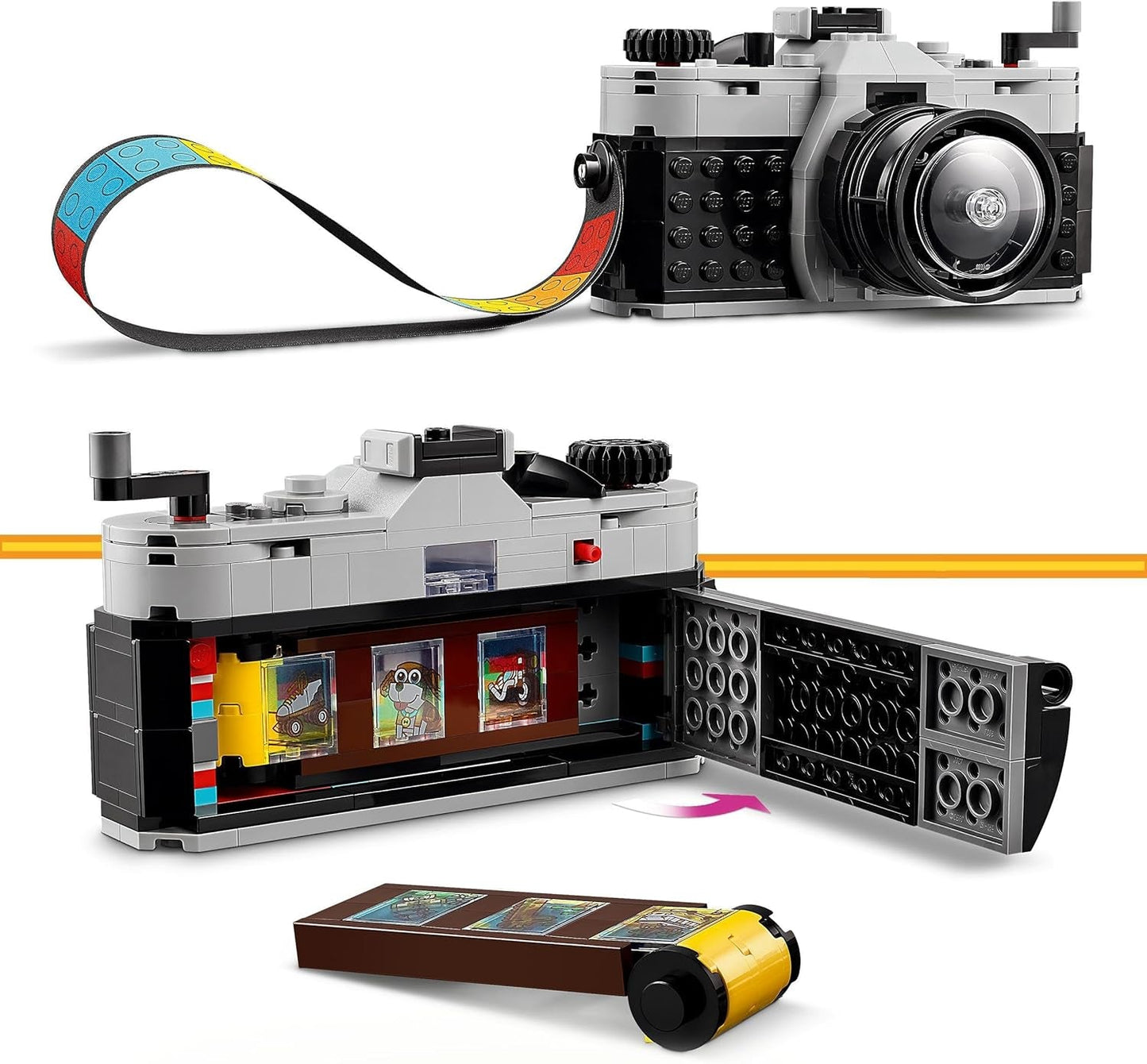 LEGO Creator 3v1 retro hračka s fotoaparátem, videokamera, televizor, dětské dekorace na stůl nebo doplňky do ložnice, fotografické dárky pro dívky a chlapce 8 let 31147 Stavebnice Besuche den LEGO-Store