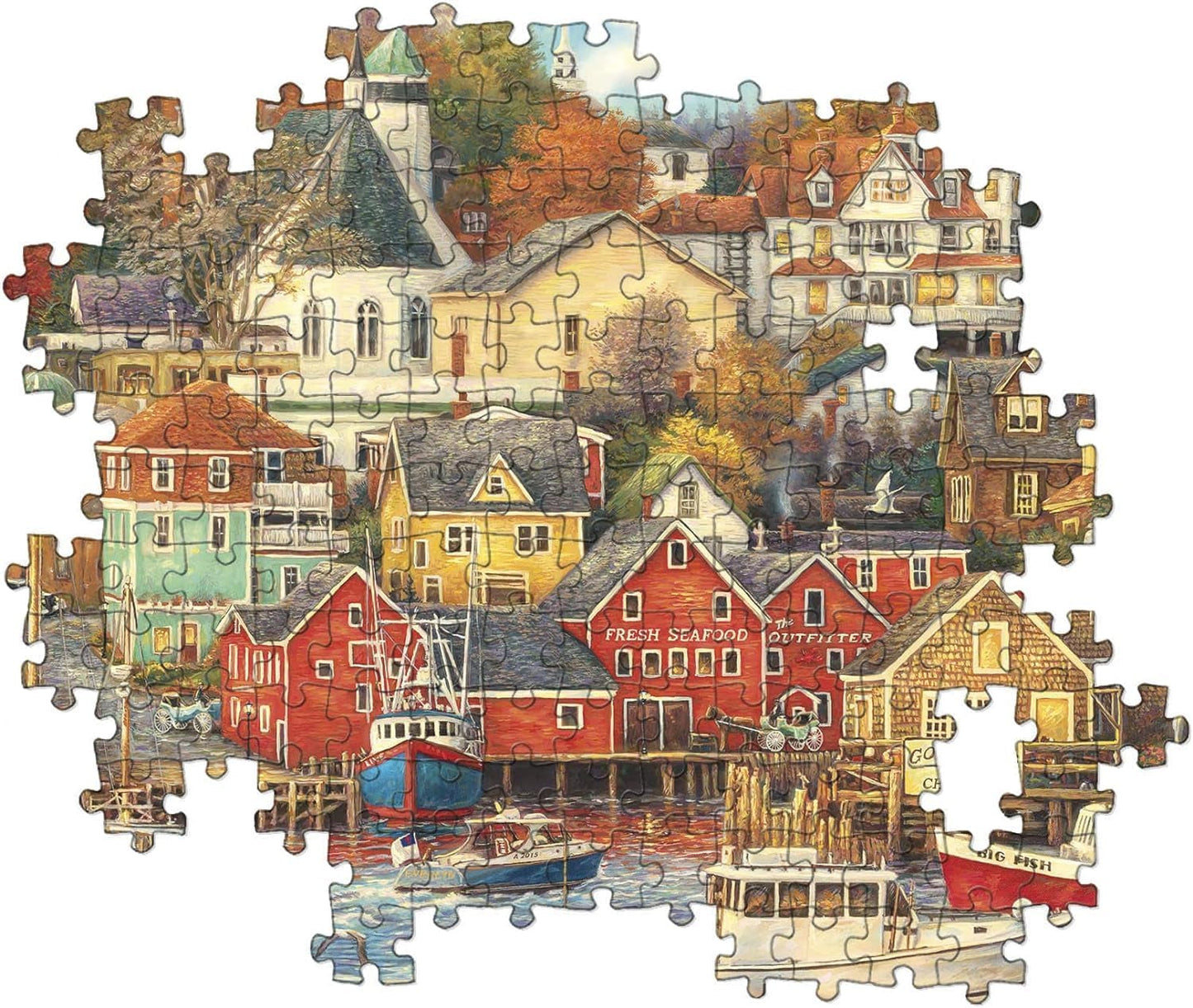 Clementoni - 31685 Collection Puzzle - Good Times Harbour - Puzzle 1500 dílků od 14 let, puzzle pro dospělé se skrytými předměty, dovednostní hra pro celou rodinu, střední Puzzle Naty Shop