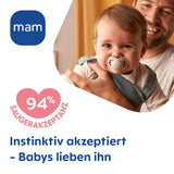 Originální dudlíky MAM | pondělí 6-16 | Sada dudlíků pro miminka a batolata | Přijetí 94 % | Pomáhá předcházet nežádoucímu zarovnání zubů | Silikonové dětské dudlíky SkinSoft | Krokodýl/Leo | Balení po 4 kusech