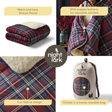 Night Lark Cozy Sherpa Fleece deka, klasický červený tartan, 9 Tog, luxusní, nadýchaná, silná a oboustranná, ideální na gauč, postel, gauč, gauč. Hypoalergenní, lze prát v pračce, Velikost: Postele a přikrývky Night Lark