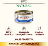Almo Nature HFC Natural mokré krmivo pro kočky - Tuňák se škeblemi, balení 24 ks (24 x 70 g)