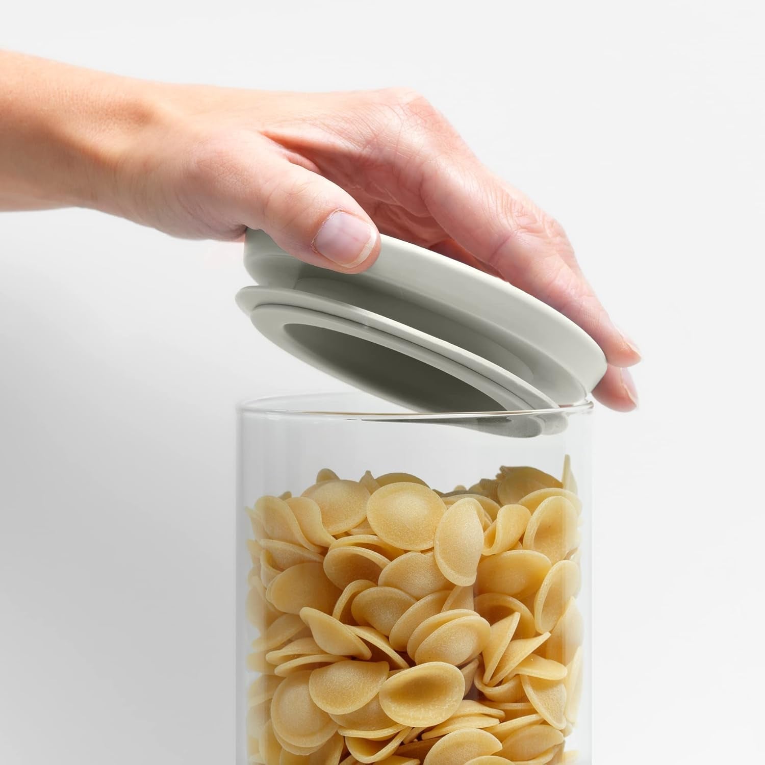 Brabantia - Stohovatelná skleněná dóza s víkem - Sada 3 kusů - Skladování potravin - Uchová potraviny déle čerstvé - Silikonové těsnění - Lze mýt v myčce - Tmavě šedá/světle šedá/Jade zelená - 0,3l/0,6l/1,1l krabičky na potraviny Naty Shop