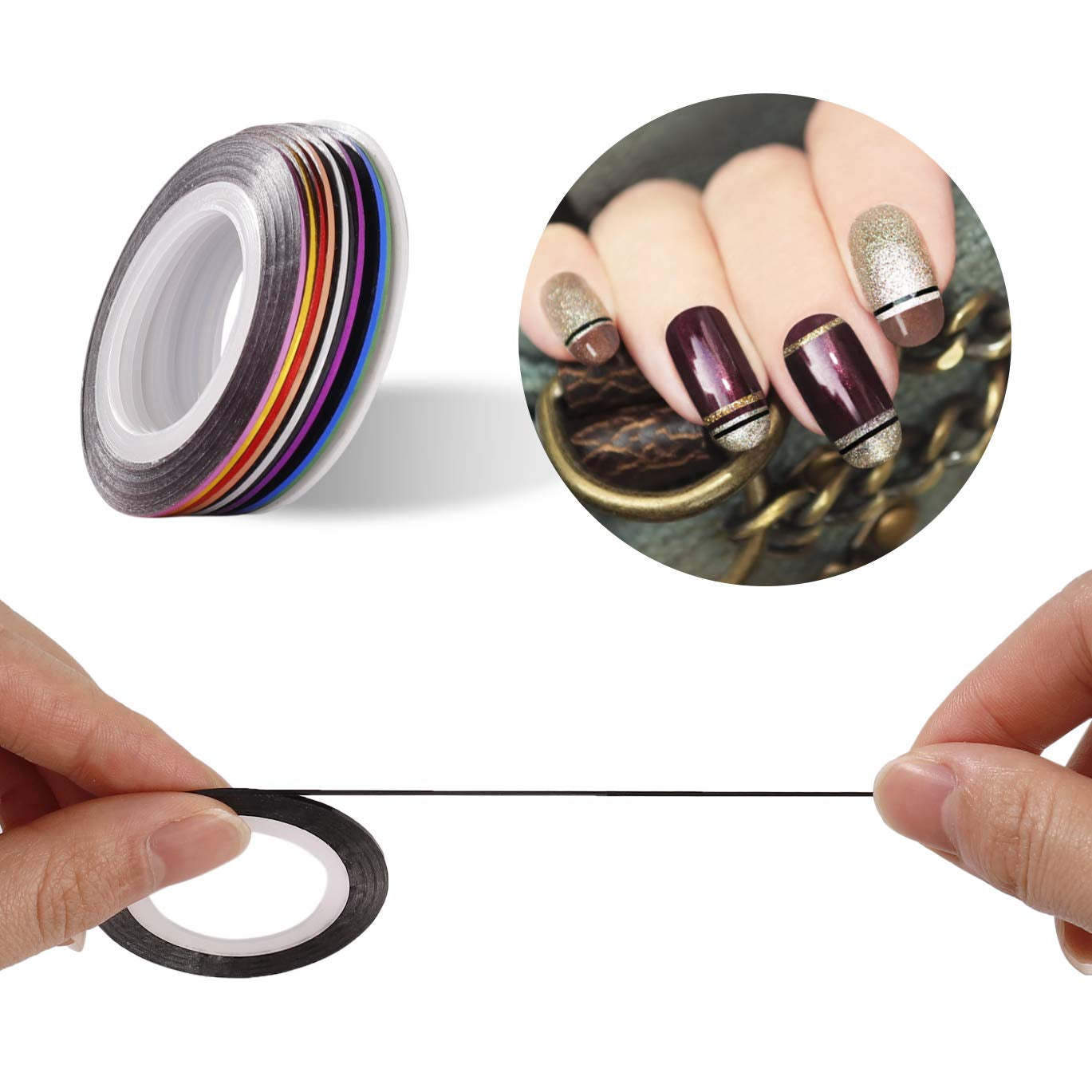Nail Art Dekorationen & Nagelpinsel Set, Nageldesign Zubehör, Nagelset 5 Stk 2 Wege Punktierung Stift, 15 Malerei Polnisch Pinsel Set, 10 Streifenband, 4 Boxen Bunte Nagel zdobení kamínky