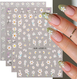 JMEOWIO 3D Nálepka na nehty Blumen Nálepka na nehty Selbstklebend Nagelaufkleber 5D Stereoskopické Letní Frühling Blumen Dekoration Nageldesign Zubehör 4 Blatt