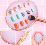 Paletka Harz Nail Art,Maniküre Gemalt Palette,Goldener Rand Nagelleck Palette,Nail Art Make-up Paletten Fach Nagel DIY Zubehör(Weiß)