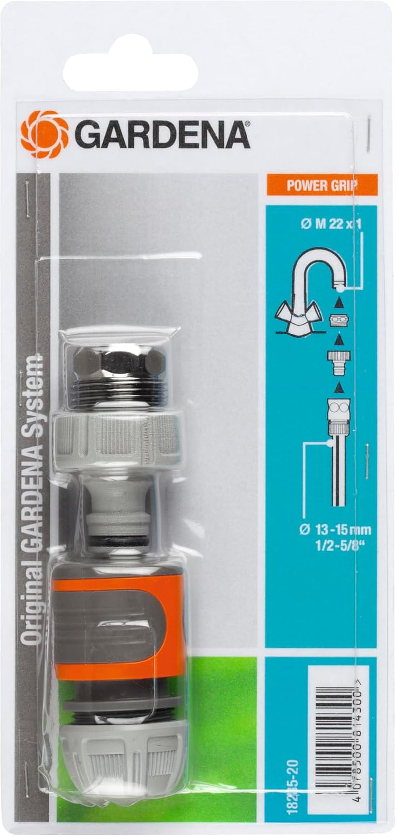 Sada spojek Gardena: Hadicová spojka pro prodloužení o 13 mm (1/2 palce) a 15 mm (5/8 palce) i při vysokém tlaku vody, snadná montáž (18283-20)
