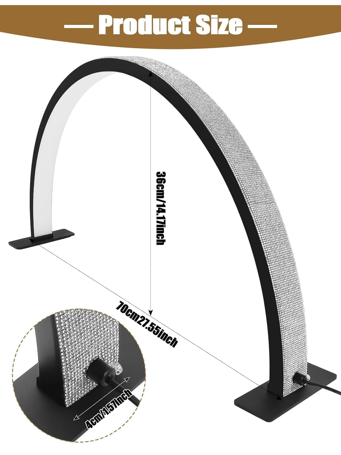 Kalolary Lampadaire, Lash Lumière Pour Extensions De Cils Regglable À 360°, 3000K-6000K Demi-Lune Lamp, Lamp De Beauté (Půlměsíční lampa)
