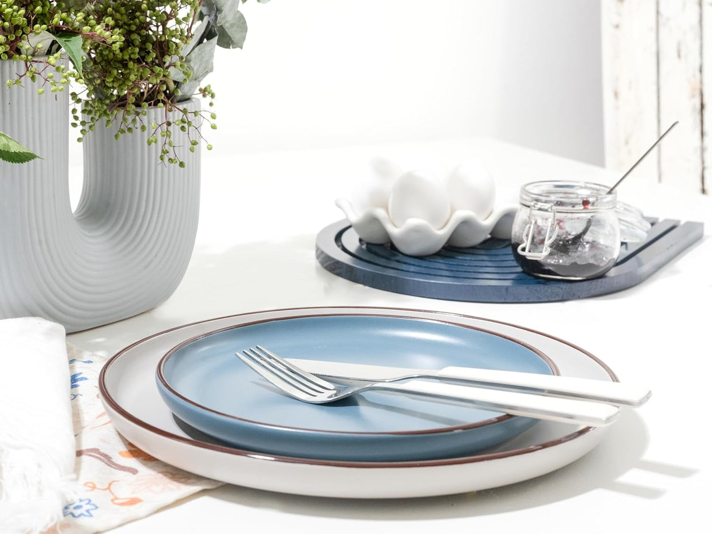 CreaTable, 21016, Modern Scandic Blue-Grey Series, 16dílná sada nádobí, Porcelánová kombinovaná služba, Vhodné do myčky a mikrovlnné trouby, Kvalitní výroba