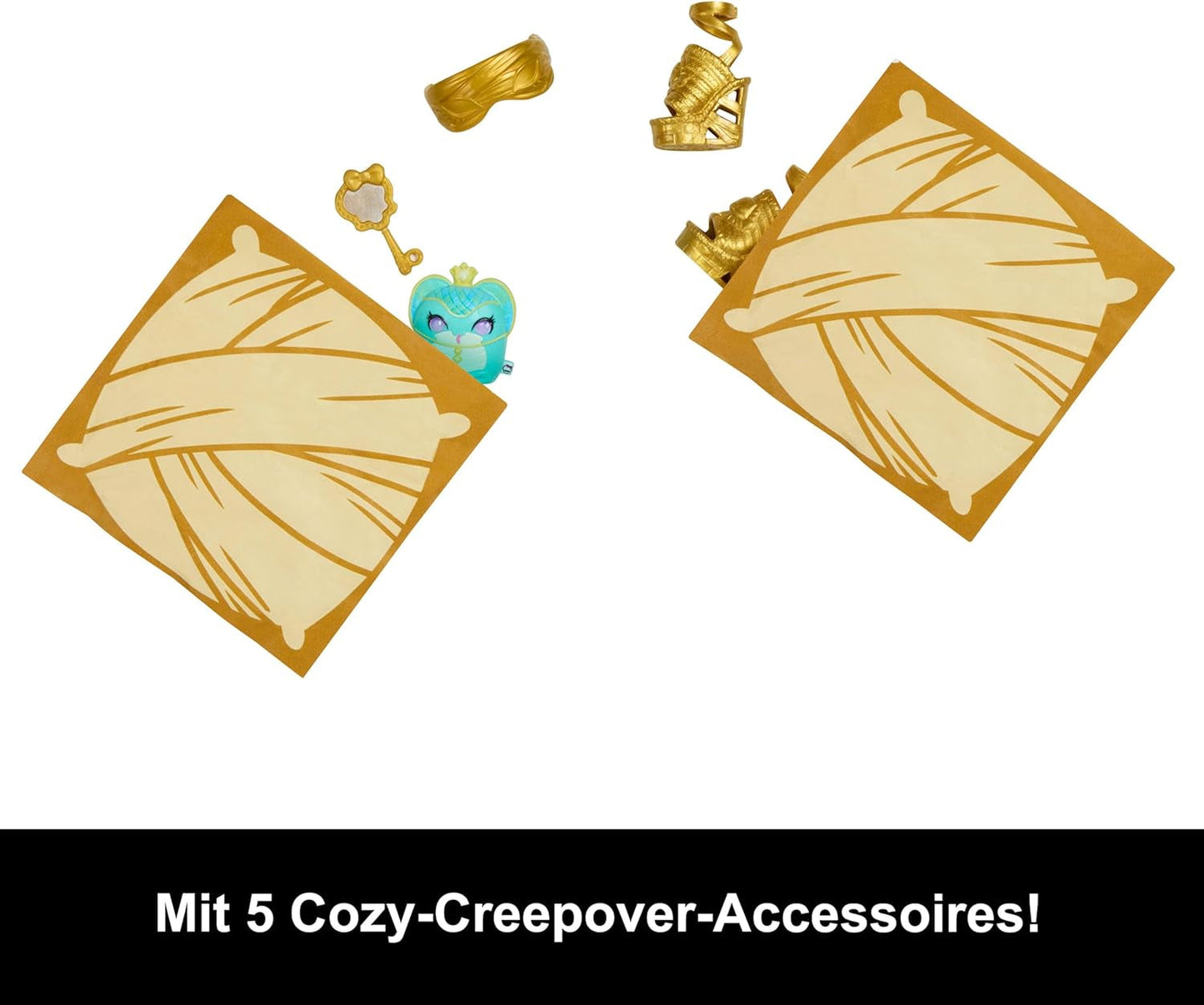 Panenky a doplňky Monster High Buried Secrets, Cozy Creepover Theme s Mystery panenkou a 5 překvapeními při rozbalení (čísla se mohou lišit), HYV64