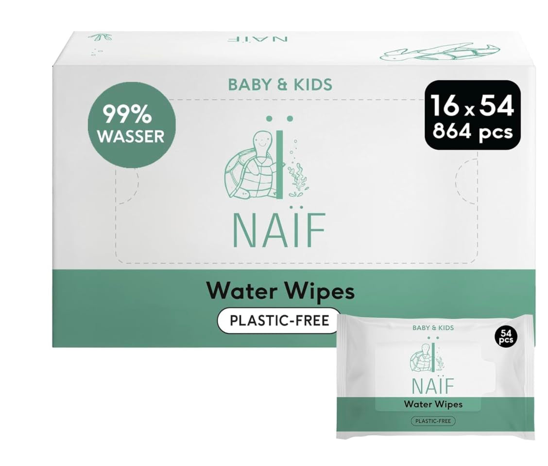 Naïf Plastové dětské ubrousky 54 kusů (1 balení x 54 kusů) – na zadečka, tělo a obličej dítěte – přírodní ingredience