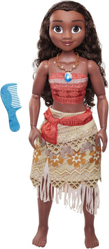 Disney Princess Vaiana, 80 cm velká loutka z Jakks Pacific, bewegliche loutka, mit Bürste zum Kämmen ihrer welligen Locken, vom Kleid inspirovaný filmem, abnehmbare Halskette mit Anhänger