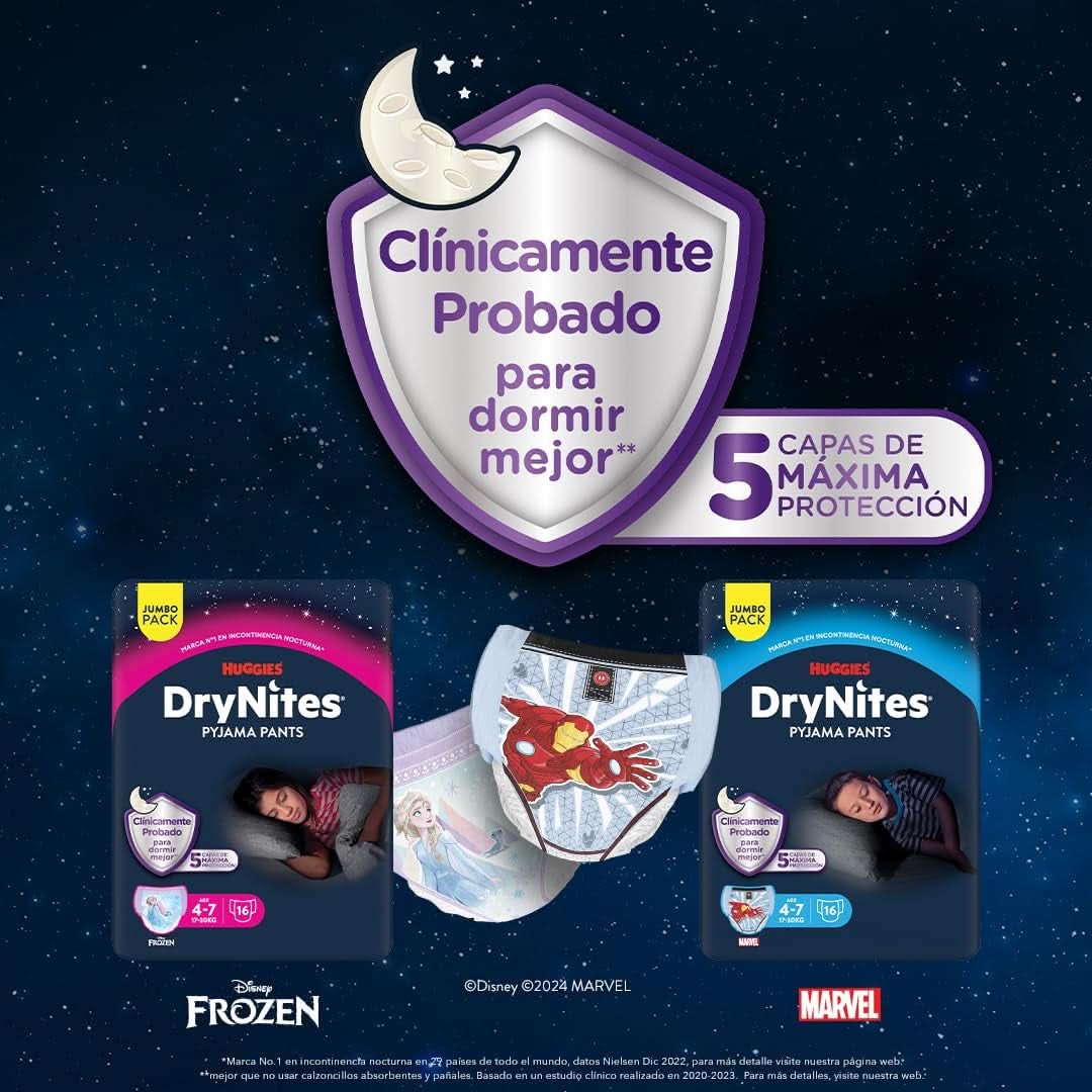 Pyžamové kalhoty Dry Nites pro dívky 3-5 let, 1 balení (16 kusů) Naty Shop