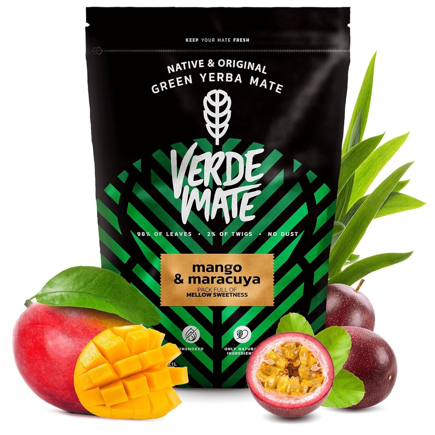 Green Mate Green Mango & Maracuya 0,5 kg | Ovocný čaj maté | Exotická chuť čaje Maté Síla chlazení | Natural stimulation | Mate čaj z Brazílie | 500 g