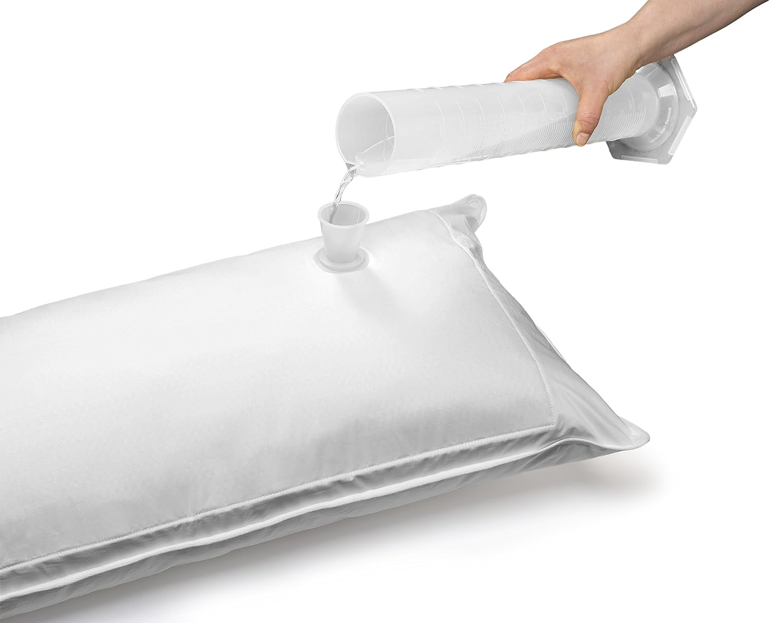 Ortopedický vodní polštář Traumnacht s nastavitelným množstvím náplně, 100% bavlněný potah, 40 X 80 cm, vyvinutý v Německu – vyrobeno v EU, bílý, 1 kus (1 balení) Standardní polštáře Naty Shop