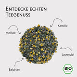 Večerní čaj BIO 100 g - Váš odpočinek s kozlíkem, levandulí, meduňkou, heřmánkem, směs bylinných čajů pro večerní relax