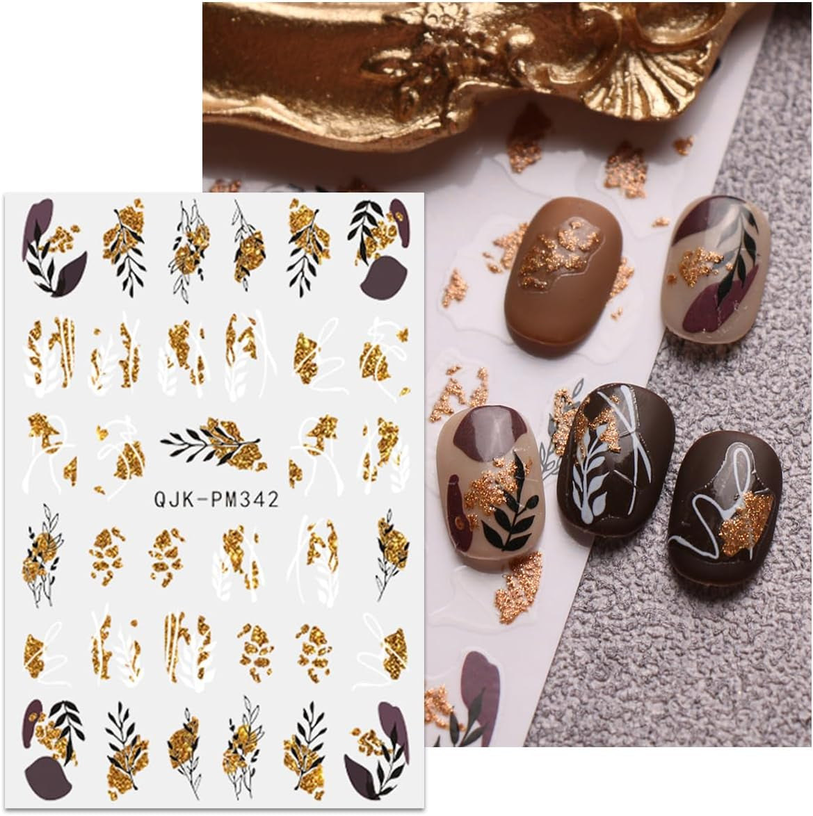 JMEOWIO Nálepka na nehty Blumen Glitzer 9 Blatt Nálepka na nehty Selbtklebend Nagelaufkleber Frühling Letní Blumen Dekoration Nageldesign Zubehör