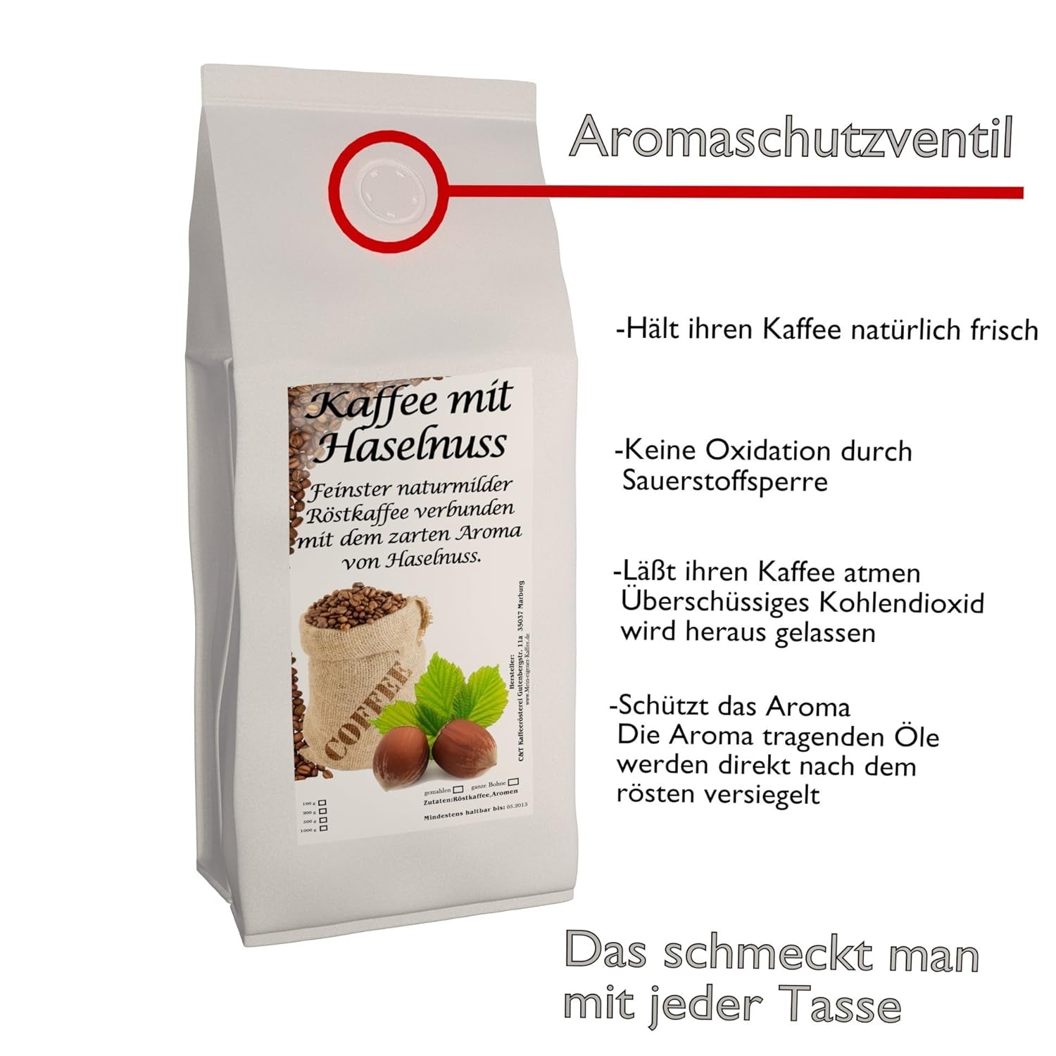 Káva s aromatickými lískovými oříšky, 3 celá zrna po 1000 g
