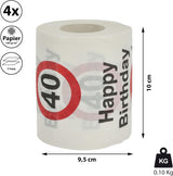 Sada 4ks toaletních papírů "Happy 40th birthday" │40th birthday 24 metrů 2-látky 180Gr/Qm │ Toaletní papír motiv toaletní papír (4 X toaletní papír 40)