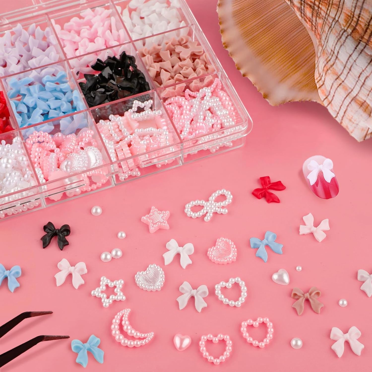 500 ks 3D Nägel Charm Schleifen Charms Nägel Nail Art Charms Schleife Nagel Charms Nägel Nail Art Schleifen Nageldekorationen Mit Aufnahmewerkzeug Für Frauen Und Mädchen Nagel-Diy-Zubehör