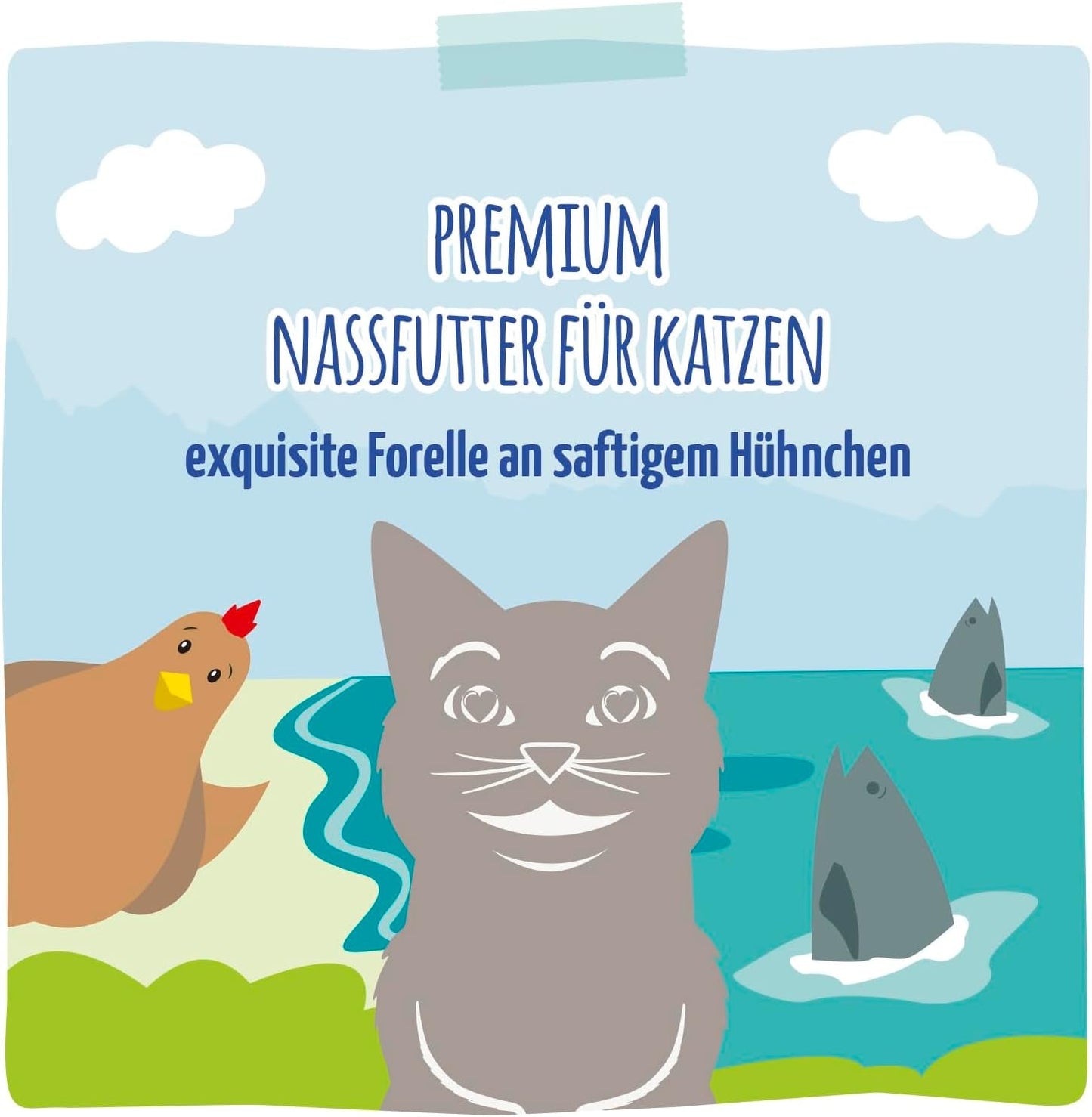 MjAMjAM - prémiové mokré krmivo pro kočky - rafinovaný pstruh se šťavnatým kuřetem, balení 6 ks (6 x 400 g), bez obilovin