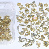 50 zlatých přívěsků na nehty Stück, mix stylů Glitzersteine ​​Nägel Perle Legierung Nagel Steine ​​​​Blume Schmetterling Strasssteine ​​​​Nägel Herz Stern Nagel Charms DIY Nail Art Zubehör Frauen Nägel Deko