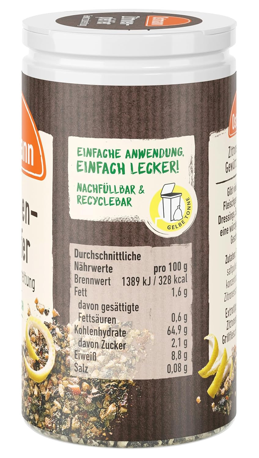 Ostmann Gewürze - Zitronenpfeffer Gewürzzubereitung | Na salátové dresinky, omáčky a rybí pokrmy 40 g v Der Streudose