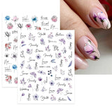JMEOWIO Nálepka na nehty Frühling Blumen 10 Blatt Nálepka na nehty Selbtklebend Nagelaufkleber Buntes Letní Blumen Dekorace Nageldesign Zubehör