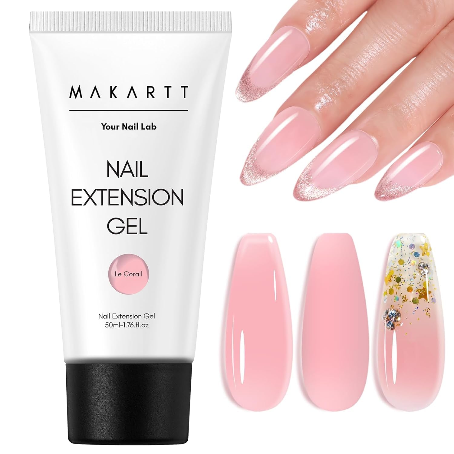 Makartt Poly Gel na prodloužení nehtů - Akrylový gel na prodloužení nehtů, gel na zpevnění nehtů, zdobení nehtů, 50 ml (fialový)