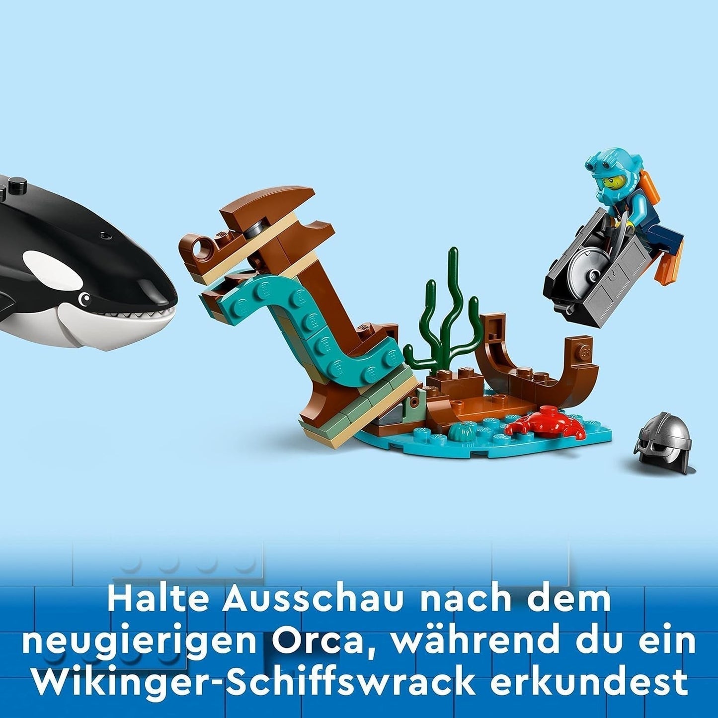 Arktická výzkumná loď LEGO City, velký plovoucí člun s helikoptérou, nafukovací člun, ponorka Rov, vrak vikinga, 7 minifigurek a figurka orky, dárek pro děti starší 7 let 60368 Stavebnice Besuche den LEGO-Store