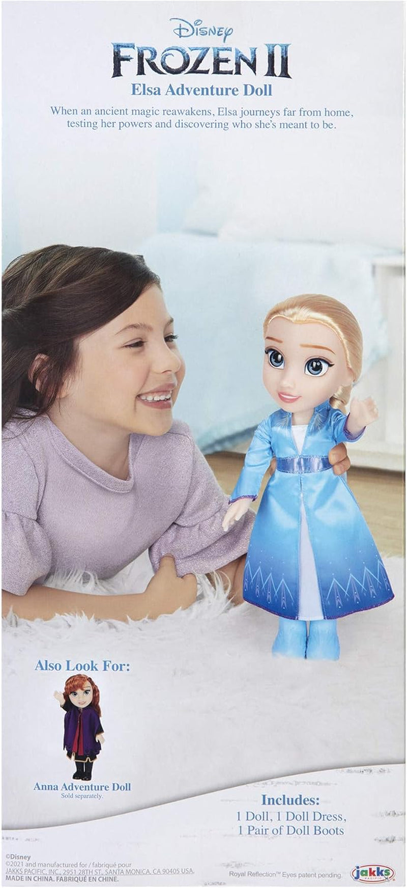 Cestovní panenka Disney Frozen 2 Elsa, 35cm panenka s šaty inspirovanými kultovním filmem, botami a dlouhými spletenými vlasy pro extra zábavu při hraní, pro dívky od 3 let