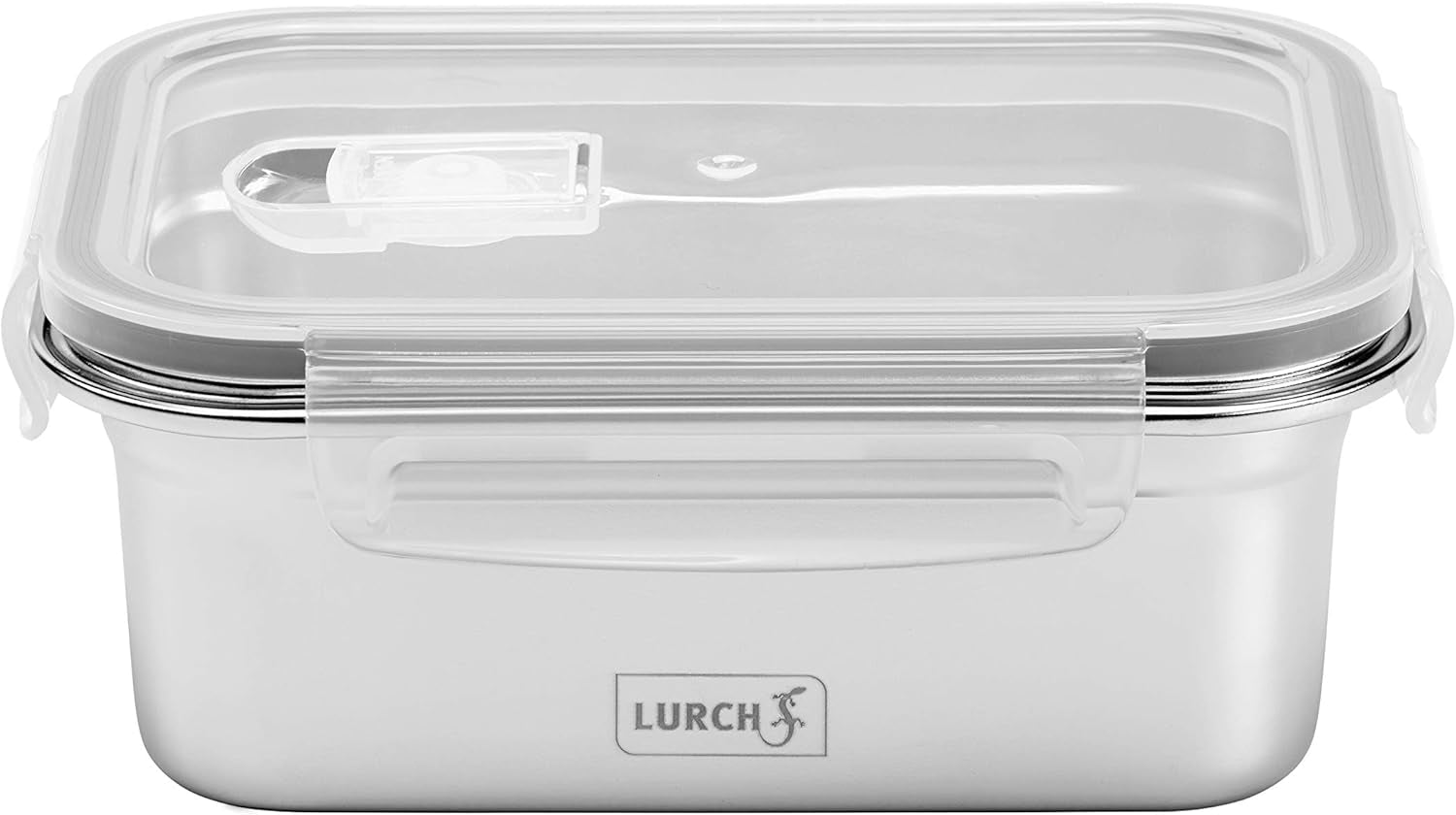 Lurch 240895 Box na oběd Vysoce kvalitní bezpečnostní/úložný box z nerezové oceli s plastovým víkem bez BPA 2000 ml Průhledné boxy na potraviny Naty Shop 800 ml
