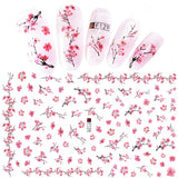 JMEOWIO Nálepka na nehty Frühling Blume 9 Blatt Nagelaufkleber Selbtklebend Rosa Blüte Nálepka na nehty Dekoration Nageldesign Zubehör