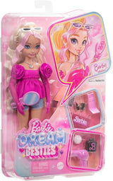 Barbie Dream Besties Puppe and Accessoires, bewegliche Barbie Malibu“ Modepuppe with welligem blonden Haar, 11 Teile zum Thema Make-up and Haare, HYC21