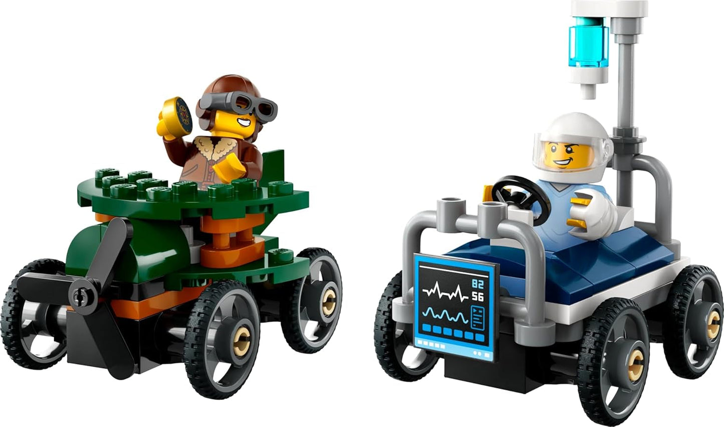 LEGO City Airplane vs. Sada závodního auta pro nemocniční postel - Hračka na mýdlo pro chlapce a dívky od 5 let - Stavebnice se 2 minifigurkami - Dárek k narozeninám a svátku 60459 Stavebnice Besuche den LEGO-Store