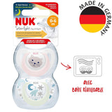 NUK Star Night & Day dětský dudlík 0-6 měsíců Svítí ve tmě Silikon bez BPA Pink Cat 2 balení
